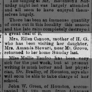 1890 Texcas County Sentinel newspaper Missouri. Location reference article.